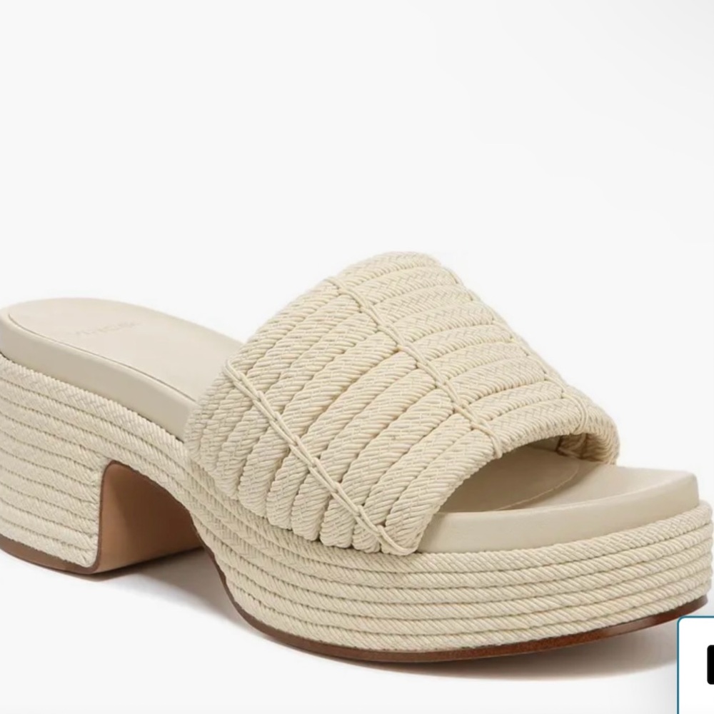 Vince Cream Platform Sandals with Textured Strap
